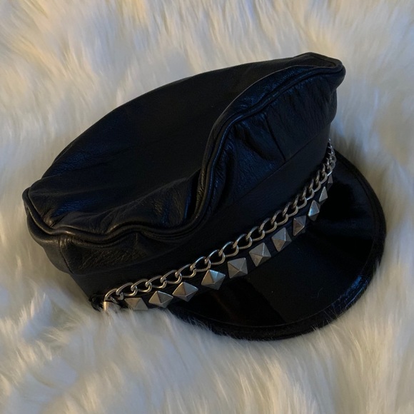 Vintage bebe Black Leather Hat